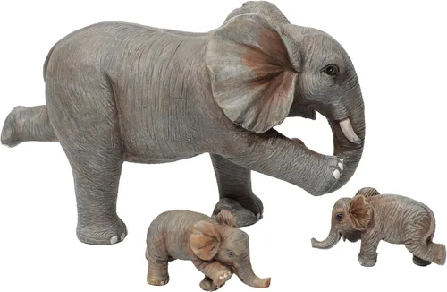 Vista 9 de Estatua familiar de elefante de yoga, juego de 3 piezas de figuras para madre y bebés, decoración de buena suerte para el hogar y la oficina