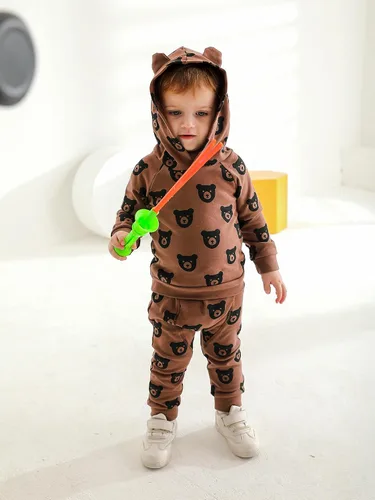 Vista 28 de Ropa de bebé niño niño manga larga con estampado de oso + pantalones deportivos