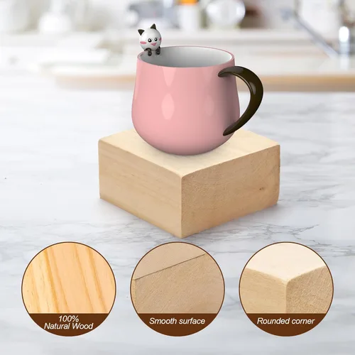 Vista 3 de Bloques de tallado de tilo – Paquete de 2 bloques de madera de lubina de 4 x 4 x 2 pulgadas, kit de tallado de madera para principiantes, espacios