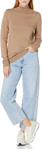 Vista 4 de Tienda Essentials - Suéter ligero de manga larga con cuello de tortuga para mujer, de ajuste clásico (disponible en talla extragrande)