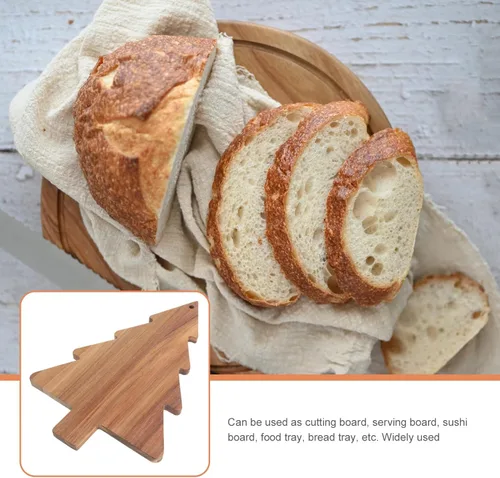 Vista 3 de COHEALI Tabla de cortar de madera con forma de árbol de Navidad tablas de charcutería tablas de cortar bandeja de alimentos pan de queso, pizza