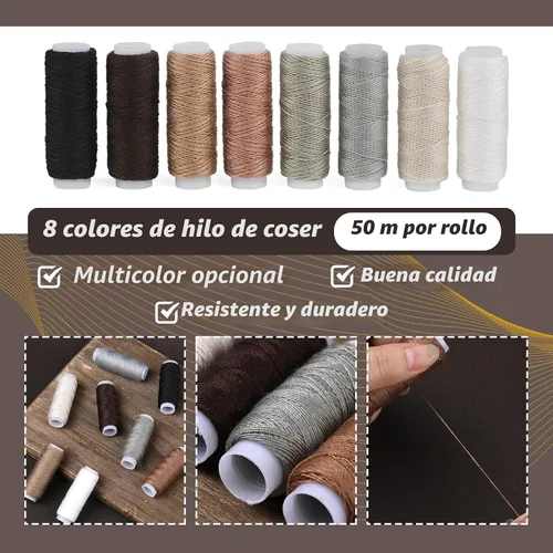 Vista 5 de BAGERLA Kit de costura de reparación de tapicería, kit de costura resistente con herramientas de punzón, desgarrador de costura, agujas de costura a