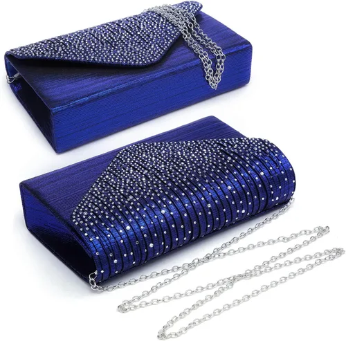 Vista 2 de Dasein Bolso de mano con satén satinado para mujer, tipo embrague, para noche, bandolera, bolsos, fiesta, graduación, boda, sobre