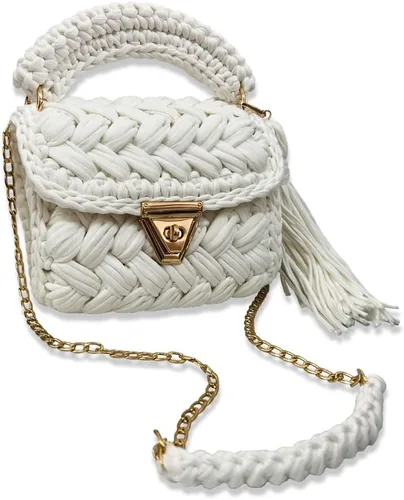 Vista 6 de CHQEL Bolso de noche tipo clutch para mujer, bolso de fiesta de boda hecho a mano con crochet, pequeño bolso cruzado formal con solapa para la noche