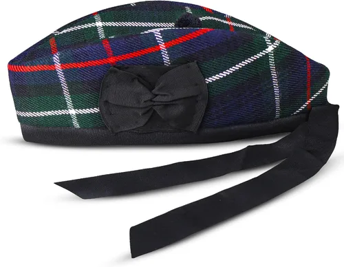 Vista 14 de Gorra Glengarry - Sombrero escocés tradicional, 100% lana, lana acrílica tartán, accesorios para kilts/gaitas, cinta de algodón de poliéster Negro