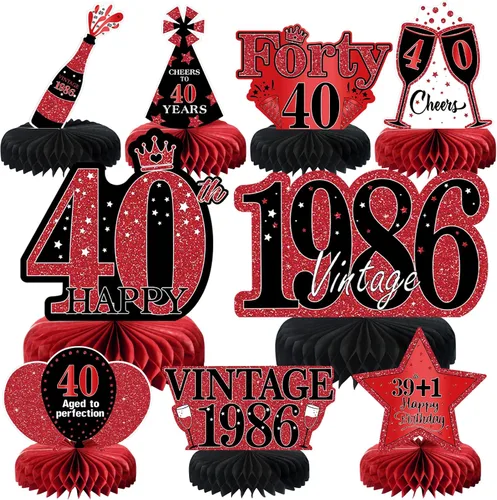 Vista 16 de 9 piezas de decoración de cumpleaños negro dorado 16 centros de mesa de panal para niños y niñas, centros de mesa de feliz cumpleaños 16 Oro negro 16