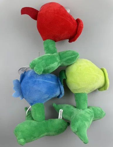 Vista 6 de JHESAO Juego de 3 piezas de guisantes de peluche de plantas y zombis, juguetes de zombis, peluches de PVZ, 1, 2, muñeco suave de peluche, guisante 3