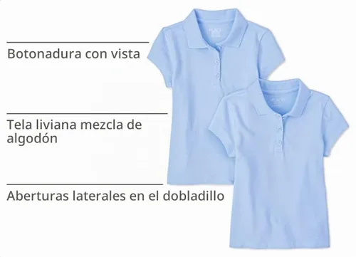 Vista 4 de The Children's Place Girls' Short Sleeve Pique Polo, 2 Pack Daybreak paquete de 2