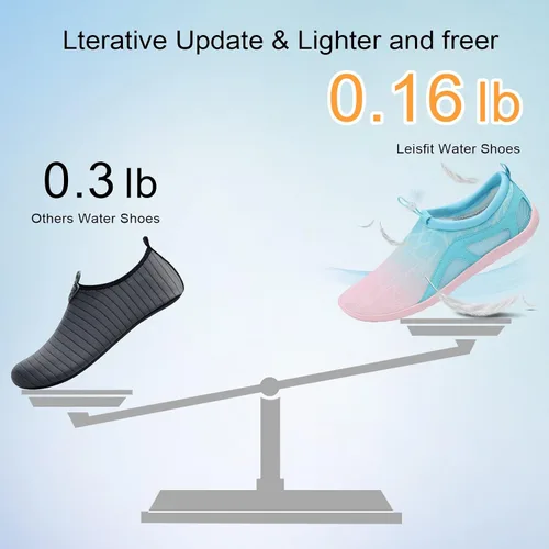 Vista 5 de LeIsfIt Zapatos de agua para hombre y mujer, calcetines acuáticos de secado rápido, sin cordones, para natación, playa, surf, piscina, río, yoga