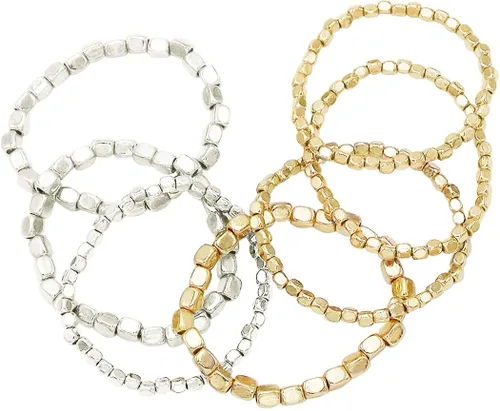 Vista 2 de Rosemarie Collections - Juego de 7 pulseras elásticas y gruesas con pepitas para mujer