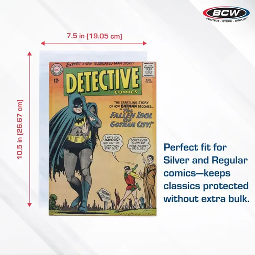Vista 3 de BCW Silver Age Comic Mylar - Bolsas de archivo de 4 milésimas de pulgada de grosor Bolsas de poliéster Mylar para cómics Se adapta a Silver Age
