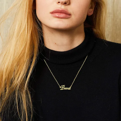 Vista 4 de KISPER - Collar con colgante de acero inoxidable chapado en oro de 18 quilates