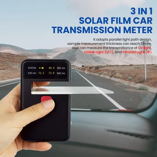Vista 2 de Medidor digital de tinte para ventana, medidor de transmisión de película solar de 0.512 in de grosor, con calibración automática, medidor