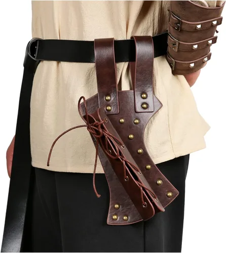 Vista 2 de HZMAN Espada de cuero de rana LARP cinturón de espada medieval, accesorio de disfraz de espada de caballero rapier (espada larga no incluida)