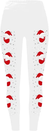 Vista 3 de BZPIZ Pantalones de yoga de cintura alta, leggings para mujer, leggings de entrenamiento para mujer, pantalones elásticos con gráficos de Navidad