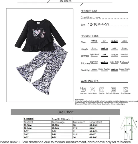 Vista 7 de Hinzonek Toddler Baby Girl Bell Bottom Outfits Letter Print Long Sleeve Sweatshirt Top Pullover Floral Flared Pants Set