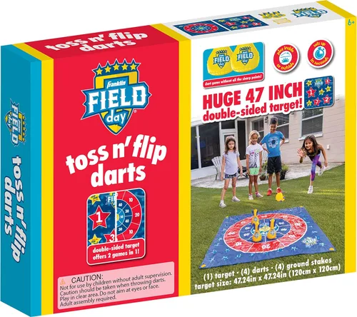 Vista 10 de Franklin Sports Toss N Flip Darts - Juego para interiores y exteriores para niños, juego de lanzamiento de patio con dardos inflables rojos + azules
