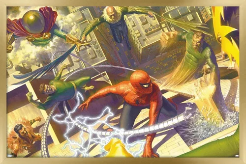 Vista 14 de Trends International Póster de Marvel Comics - Spider-Man - Battle with Sinister Six, 14.725 x 22.375 in, versión enmarcada de Barnwood