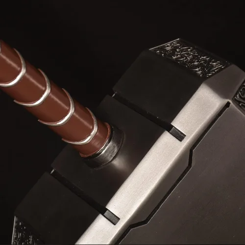 Vista 6 de Martillo de Thor con base Thor The Dark World Lightning Strike Hammer/Thanos - Martillo de doble hoja sin espada para Halloween y cosplay