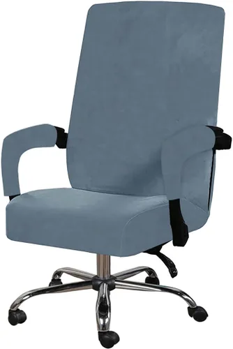 Vista 14 de Funda para silla de oficina con fundas para reposabrazos, funda elástica de terciopelo suave para silla de escritorio, fundas protectoras para silla