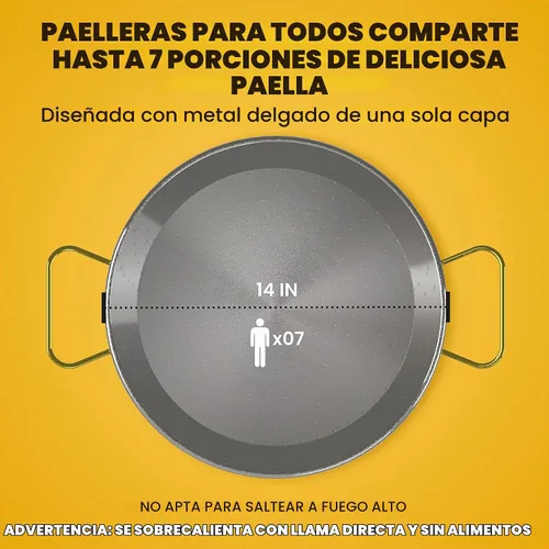 Vista 3 de La Paella - Paellera de acero inoxidable