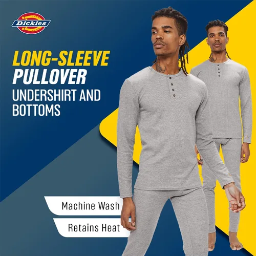 Vista 4 de Dickies Conjunto de ropa interior térmica Long Johns para hombre, 2 piezas de capa base para clima frío para hombre