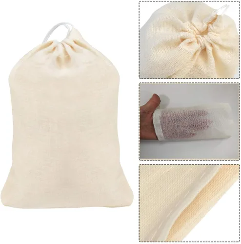 Vista 4 de Tayfremn 100 bolsas de algodón con cordón, bolsas de muselina reutilizables, bolsas de algodón natural con cordón, bolsas para productos a granel