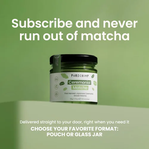 Vista 4 de PureChimp Polvo de matcha de grado ceremonial, 1.75 onzas. Té japonés puro de grado ceremonial matcha cultivado en sombra en Kagoshima. Polvo de té