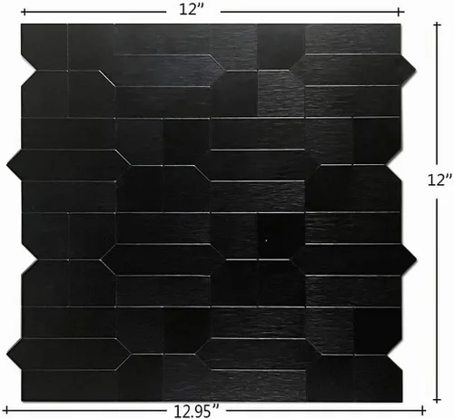 Vista 3 de XUANINY 7 hojas de azulejos metálicos para salpicaduras de muro, autoadhesivas, múltiples formas, mosaico de aluminio 3D, adhesivo de pared