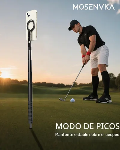 Vista 4 de MOSENVKA Magnetic Golf Tripod & Monopod Phone Holder Swing Recording Trípode ajustable para palos de golf para selfie, montaje en tierra para grabar