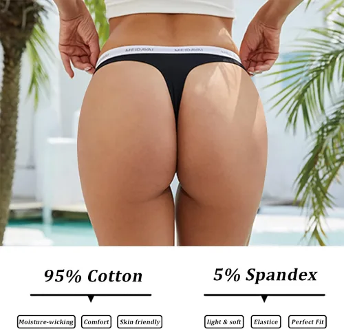 Vista 8 de MEIDAYAI Tangas de algodón para mujer originales, tangas de algodón transpirable, ropa interior elástica, paquete de 10