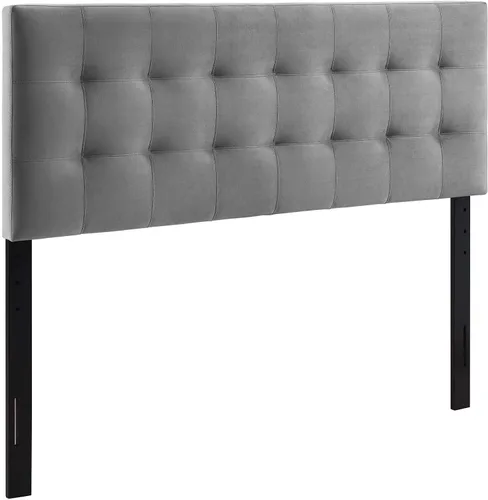 Vista 3 de Modway Lily Queen - Cabecera capitoné de terciopelo de alto rendimiento Biscuit, gris