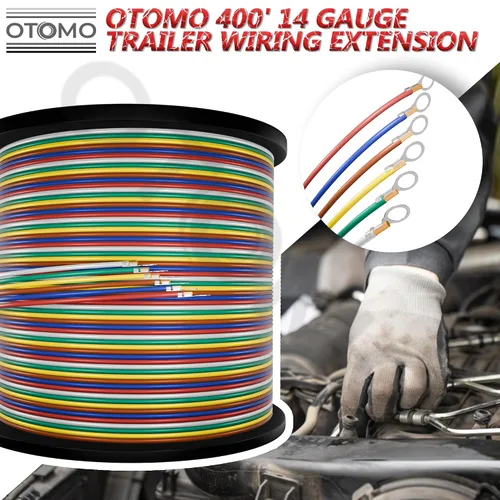 Vista 11 de Cable de extensión suficientemente largo de 400 pies, calibre 14, 6 vías, cable de extensión unido CCA, SAE J1128, arnés de remolque, carretes