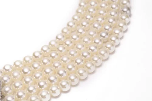 Vista 4 de Audrey Style Strand Flapper - Collar de perlas para mujer, inspirado en BAT, Blanco perla