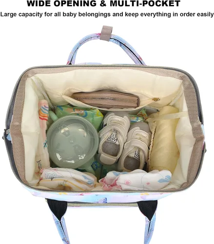 Vista 4 de Mochila para pañales de bebé con diseño de mariposa para niñas y niños, impermeable, grande, para mamá