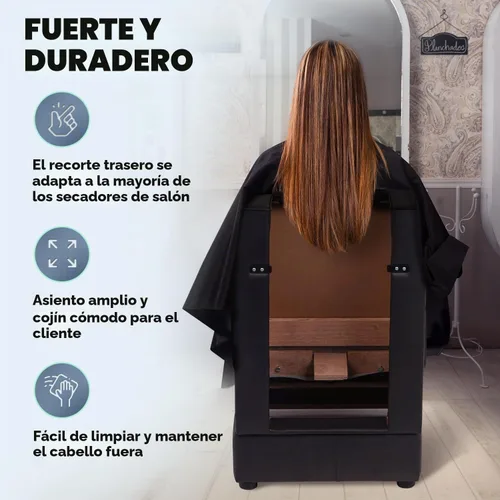 Vista 4 de Buy-Rite Kate - Silla profesional de secador de pelo, silla de salón comercial con marco de madera, cojines gruesos, brazos extraíbles y espalda