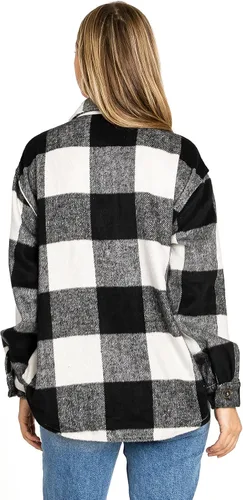 Vista 3 de Love Tree Chaqueta de abrigo a cuadros de gran tamaño para mujer