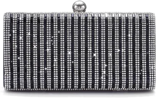 Vista 2 de Yokawe Bolso de mano para mujer, bolso de noche con diamantes de imitación, para novia, boda, fiesta de graduación