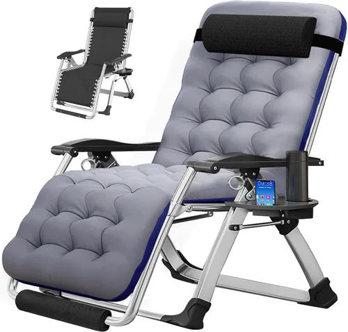 Vista 18 de MOPHOTO Silla de gravedad cero, silla de salón acolchada para exteriores con mesa lateral, silla reclinable de gravedad cero, silla reclinable