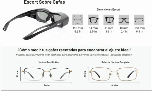 Vista 2 de Global Vision Gafas de seguridad Escort que se ajustan a la mayoría de las lentes ahumadas Negro humo