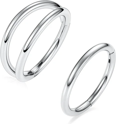 Vista 28 de GAGABODY 2 piercings para la nariz, calibre 20G, 18G, 16G, 14G, 12G, 10G, 8G, acero quirúrgico, tabique, cartílago, hélice, trago, concha, daith