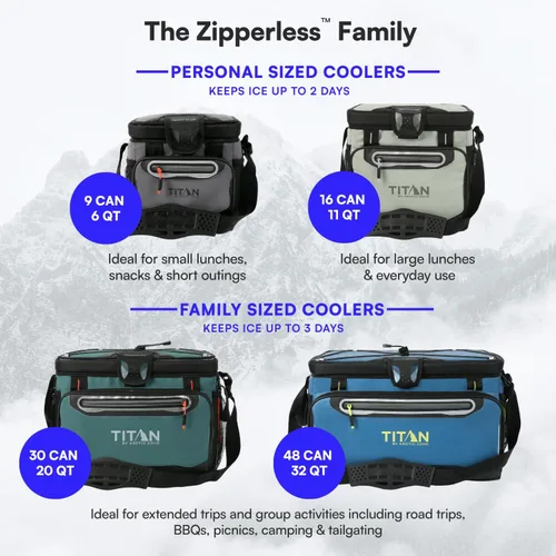 Vista 8 de Titan by Arctic Zone Deep Freeze Cooler - Zipperless Hardbody Cooler - Deep Freeze Insulation, HardBody Liner, and SmartShelf Seagrass