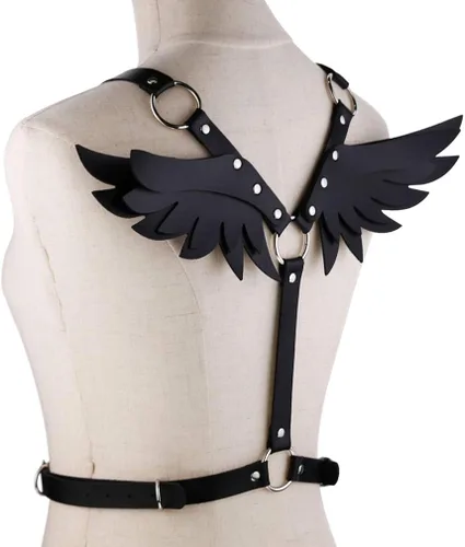 Vista 3 de FM FM42 O Ring Waist Belt Body Caged Harness with Back Angel Wings (16 Colors)