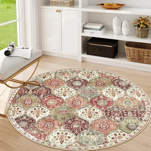Vista 37 de Lahome - Alfombra marroquí antideslizante y lavable, pequeña alfombra oriental para dormitorio, cocina, entrada, baño, entrada, 61 x 91 cm, crema