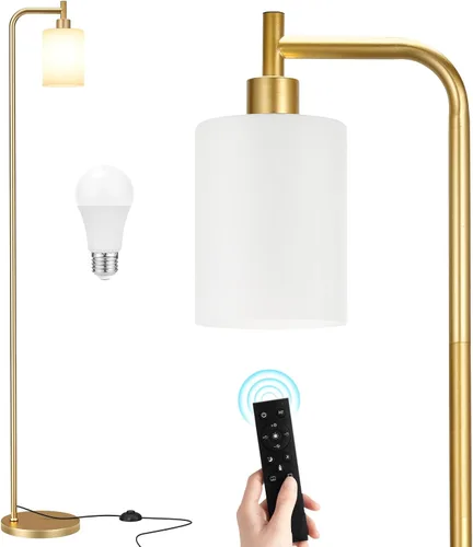 Vista 23 de Ziisee Lámparas de pie para sala de estar - Lámpara de pie con pantalla de vidrio a control remoto, lámpara de pie moderna con bombillas LED