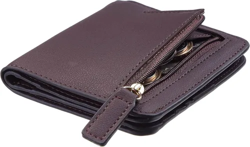 Vista 2 de Gostwo - Cartera compacta de piel genuina de lujo para mujer con bloqueo de RFID y ventana de identificación