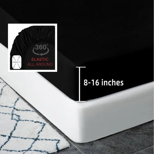 Vista 8 de Mohap Sábana bajera tamaño Queen – Bolsillo profundo de banda ancha (se adapta a colchones de hasta 16 pulgadas), microfibra de doble cepillado
