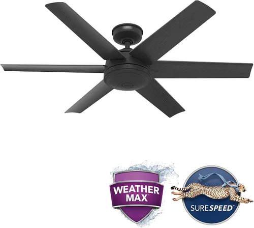 Vista 15 de Hunter Ventilador de techo y control de pared Jetty negro mate de 52 pulgadas