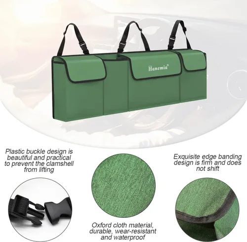 Vista 3 de Organizador y almacenamiento para maletero de automóvil, organizador colgante para asiento trasero para SUV, camión, MPV, impermeable, bolsa