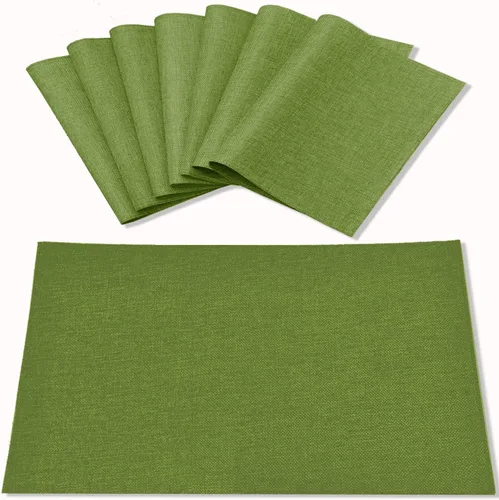 Vista 10 de Juego de 8 manteles individuales de tela tipo lino, lavables a máquina, resistentes al calor, sin arrugas, de poliéster grueso, para cocina, mesa